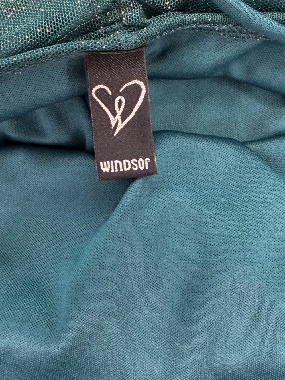 Windsor Dark Green Sparkle Ruched Spaghetti-Strap Mini Dress - Picture 3 of 7